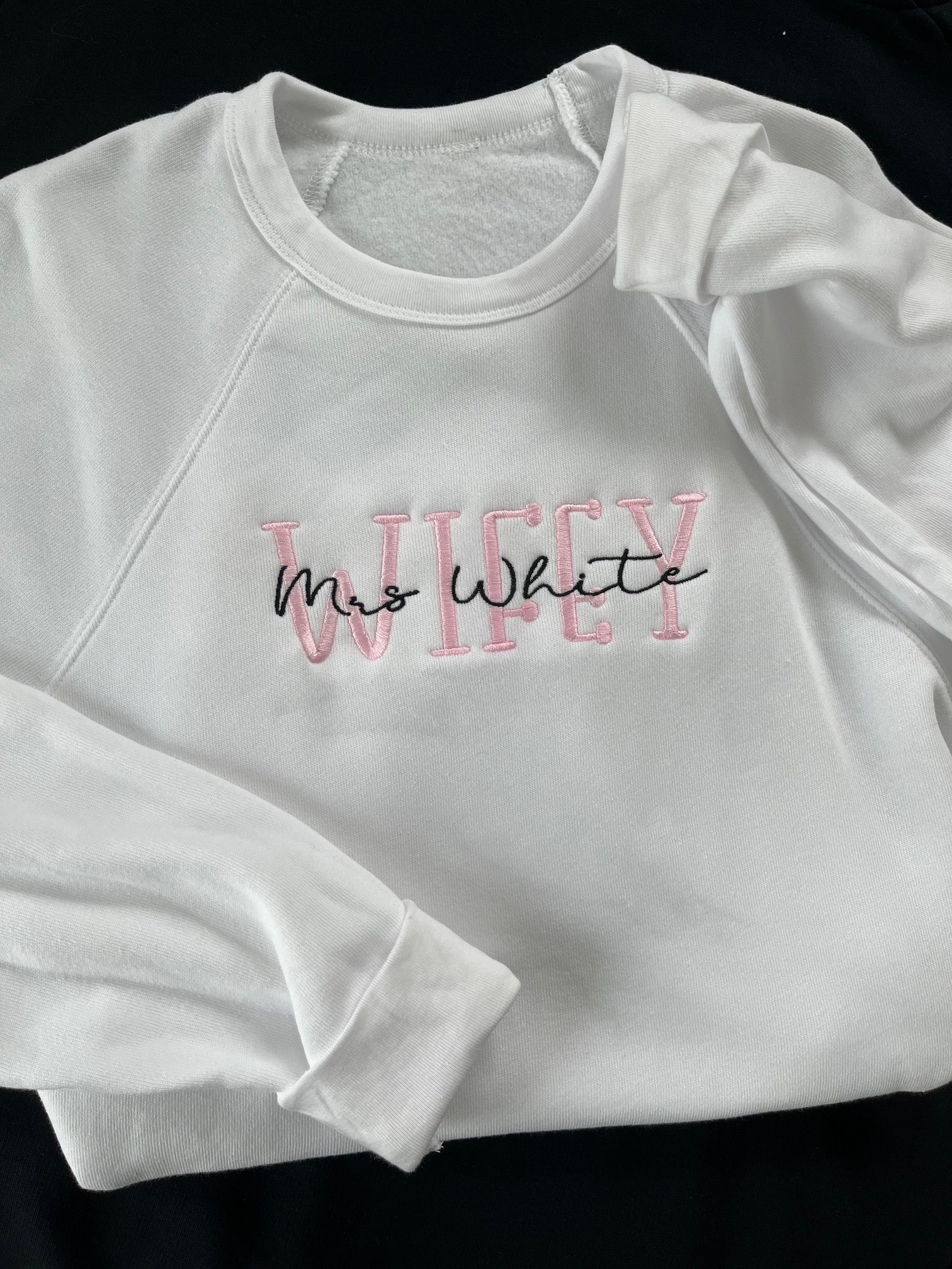 Personalized WIFEY Embroidered crewneck sweatshirt Bella + Canvas