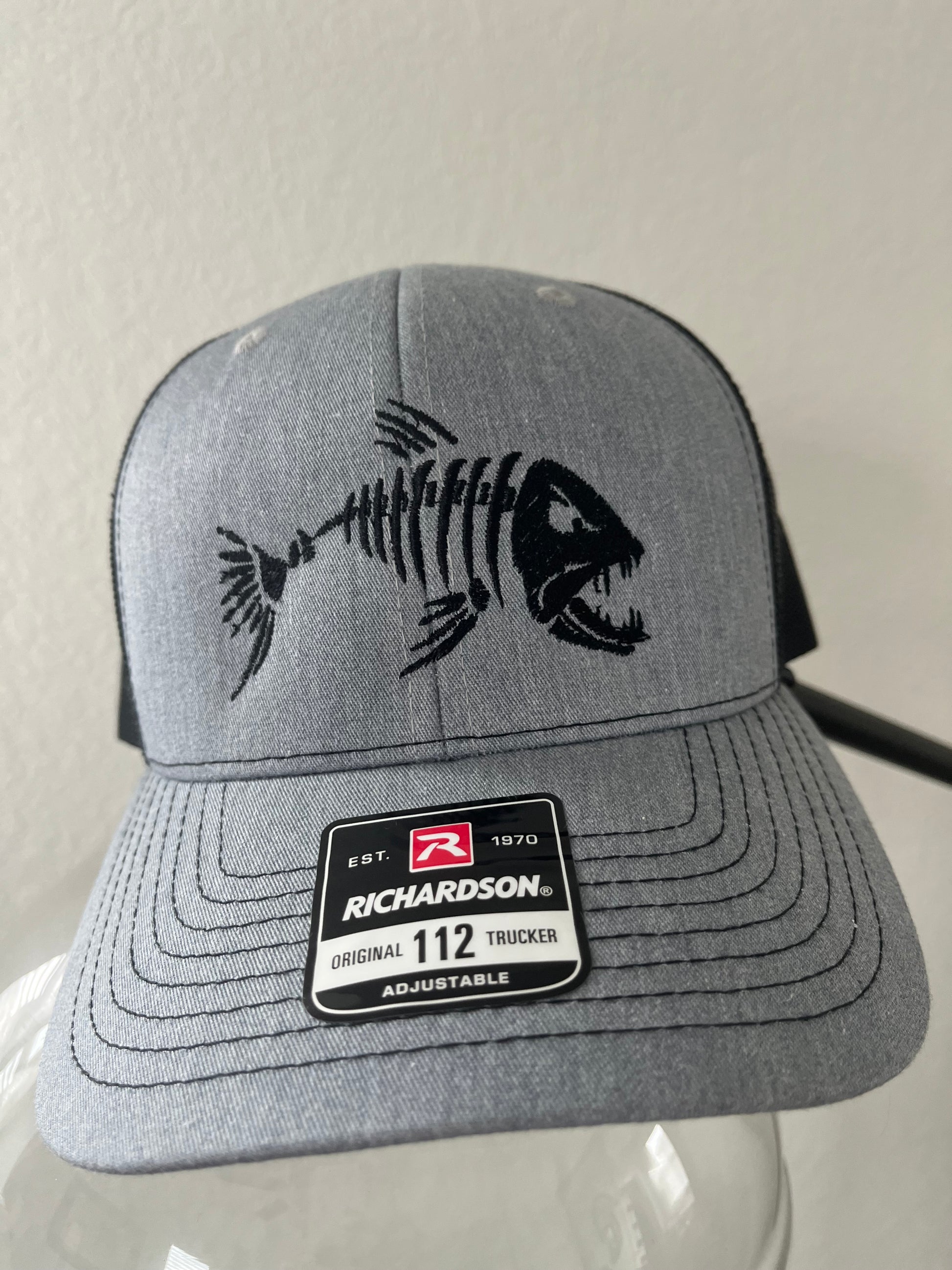 Fish skeleton Embroidered Richardson 112 Truckers hat 6 panel snap back structured hat-fishing hat