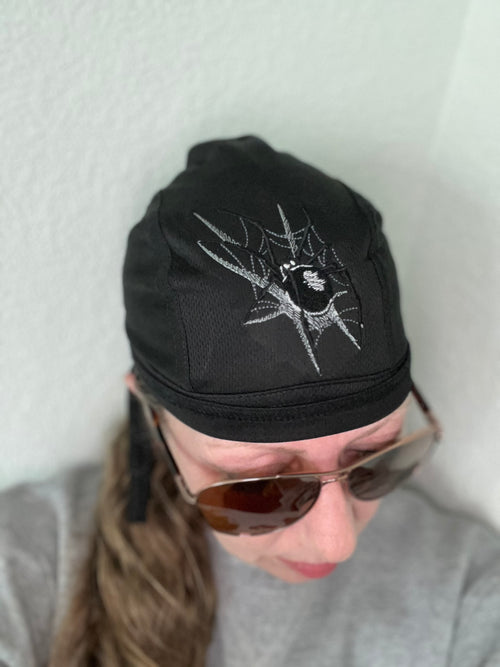 3D Embroidered Spider Motorcycle Head Wrap Bandana for Men Women Do Rags Sweat Wicking Beanie Cooling  Skull Cap  6 colors to choose from