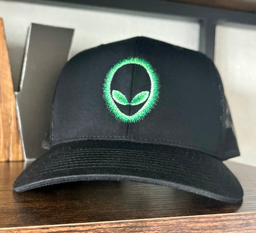 Alien embroidered Richardson 112 6 panel hat  Cool Alien Hat  Richardson 112  Glowing Alien Hat