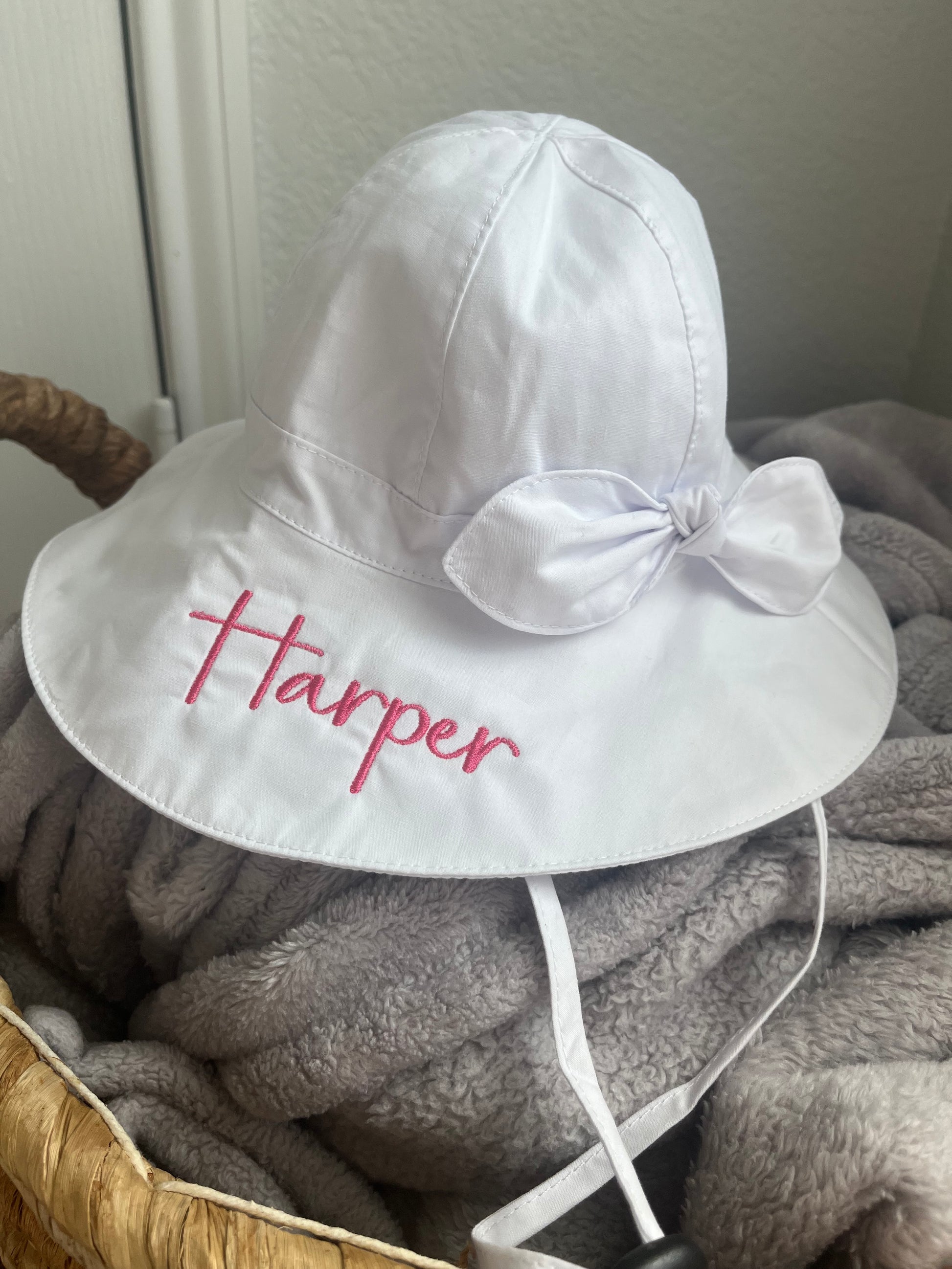 Baby Girl Sun hat with UPF 50+ outdoor adjustable Beach hat with wide brim Bucket hats Personalized embroidery custom