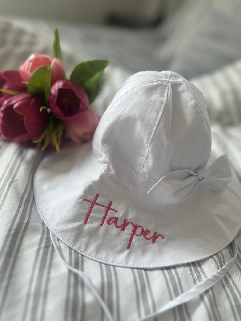 Baby Girl Sun hat with UPF 50+ outdoor adjustable Beach hat with wide brim Bucket hats Personalized embroidery custom
