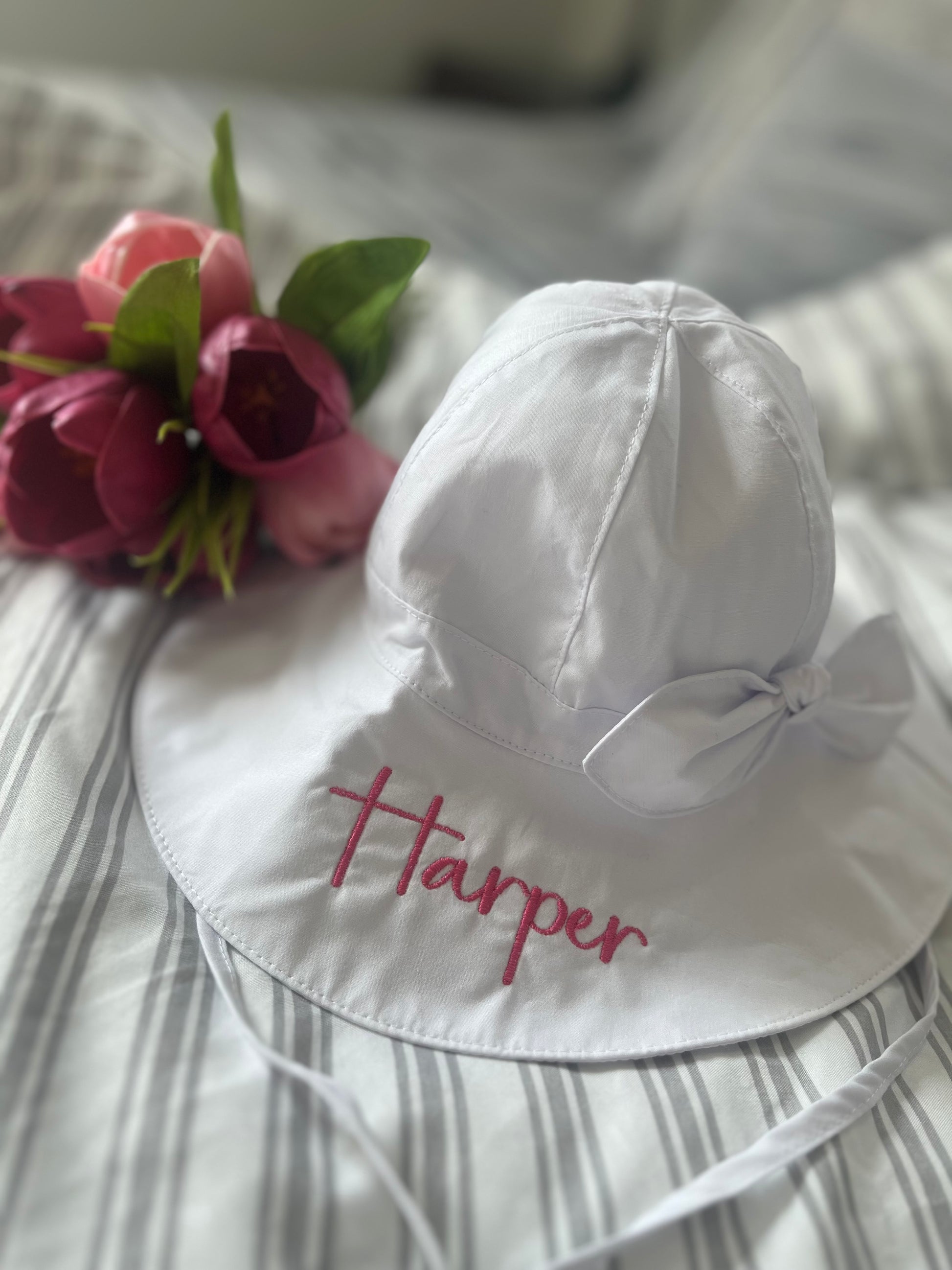 Baby Girl Sun hat with UPF 50+ outdoor adjustable Beach hat with wide brim Bucket hats Personalized embroidery custom