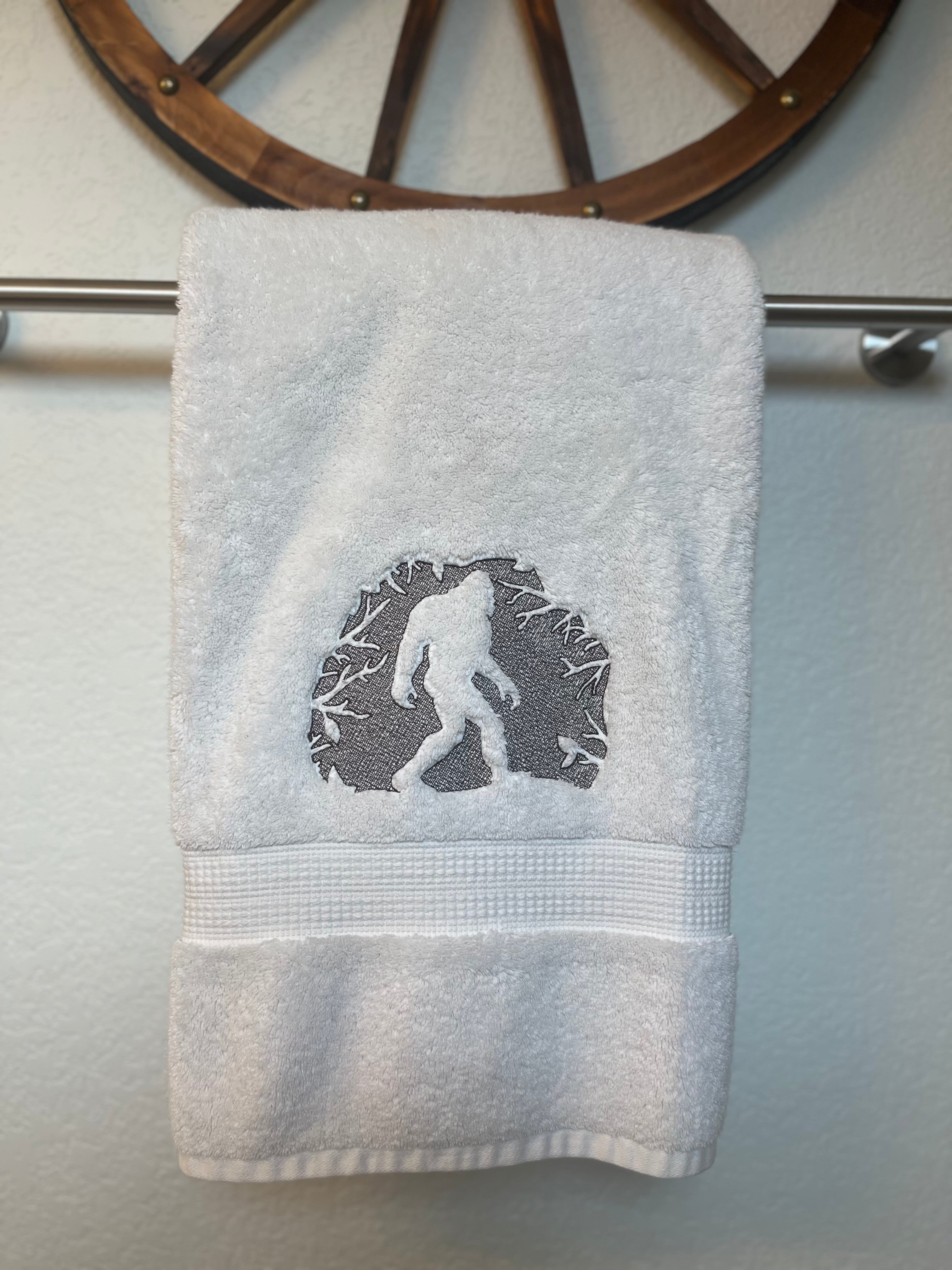 Big Foot/Sasquatch embroidered Bath Towel  Cabin bath towels  Lake home bath towel Utopia brand 100% ring spung cotton 27x54" size