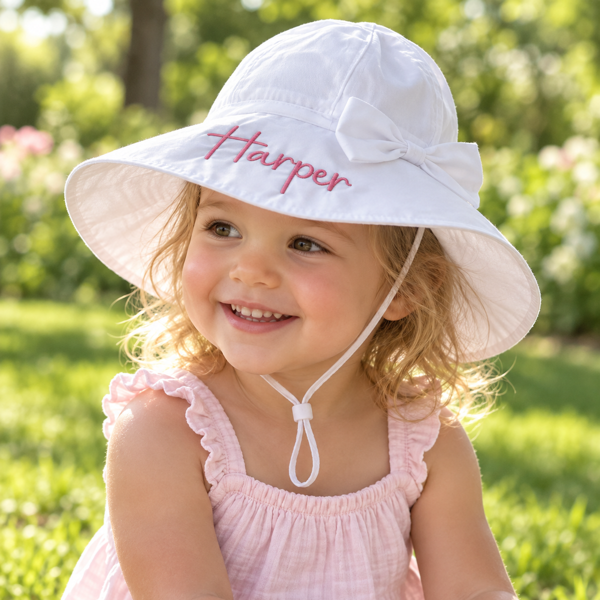 Personalized Baby Girl Sun Hat – UPF 50+ Wide Brim Bucket Hat