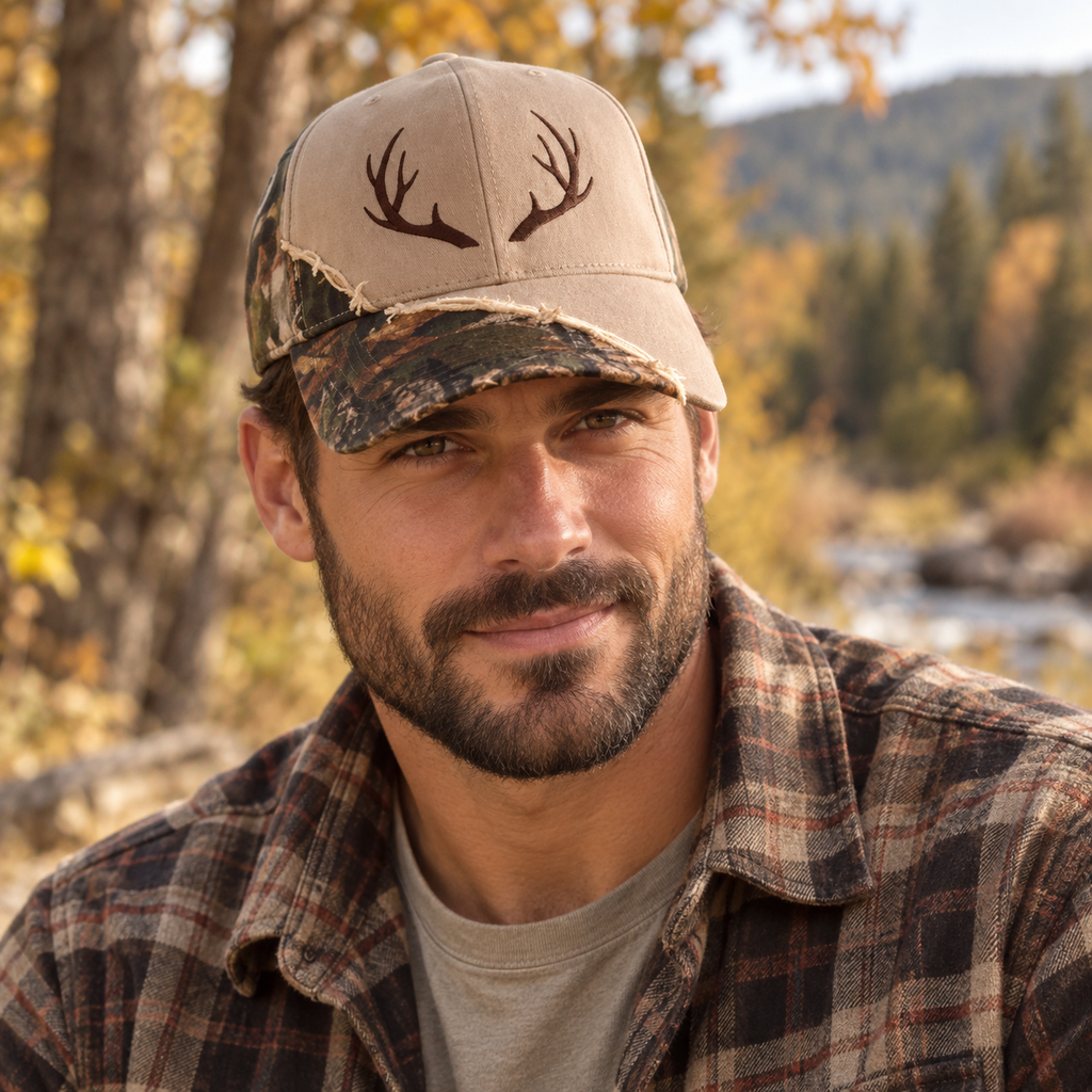 Antler Embroidered Trucker Hat – Realtree Camo Brim