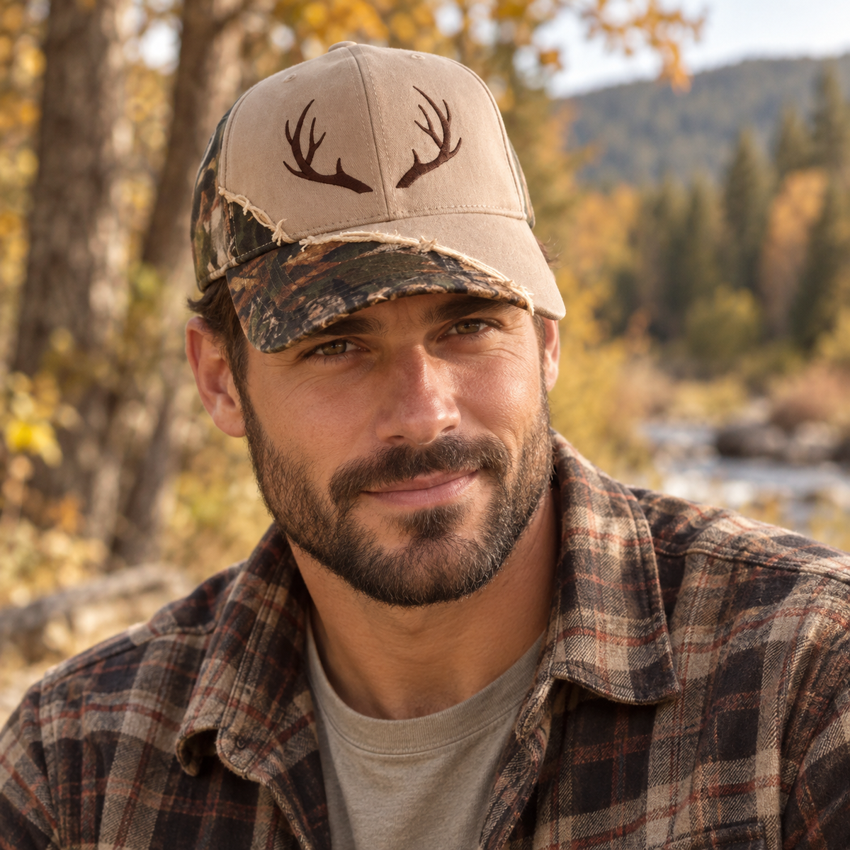 Antler Embroidered Trucker Hat – Realtree Camo Brim