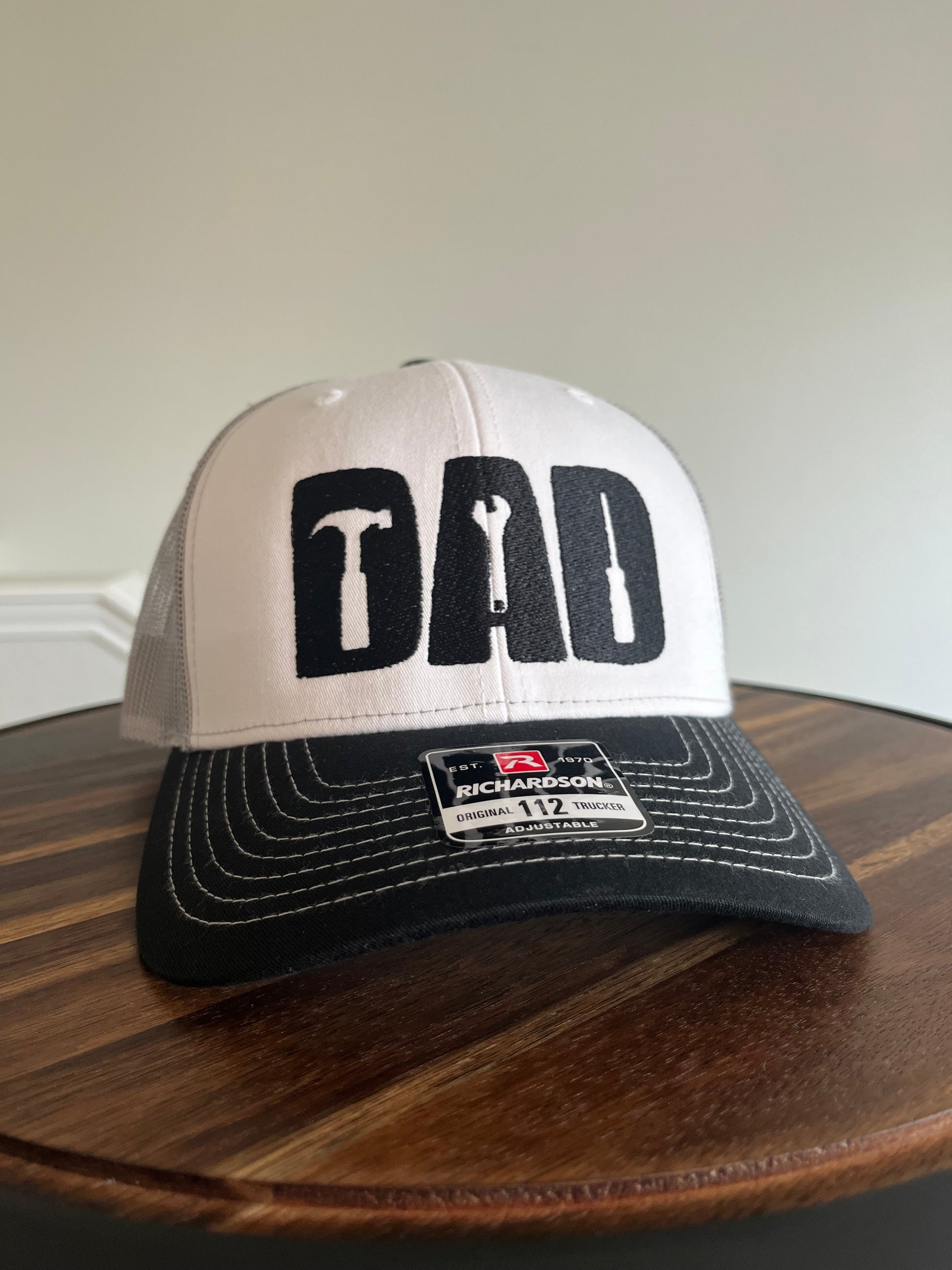 DAD embroidered Hat with tools design-Perfect Dad gift for Father's Day or any occasion-Richardson 112 Trucker hat