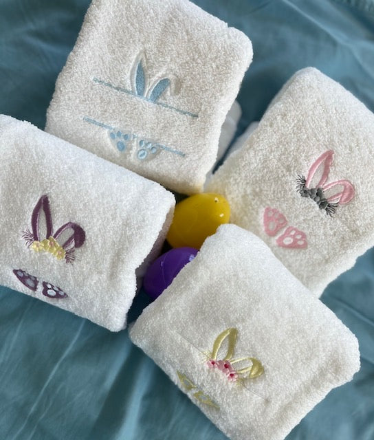 Easter Bunny Embroidered hand towels, size 16 x 30-Option to personalize