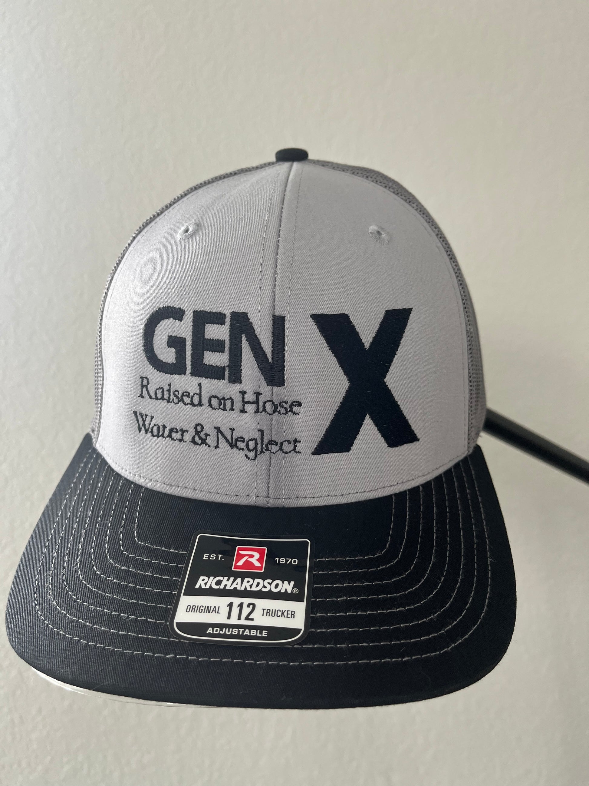GEN X- Raised on hose water and neglect embroidered hat- Richardson 112 Trucker 6 panel hat-Fathers day gift     Gen X'ers  Birthday gifts