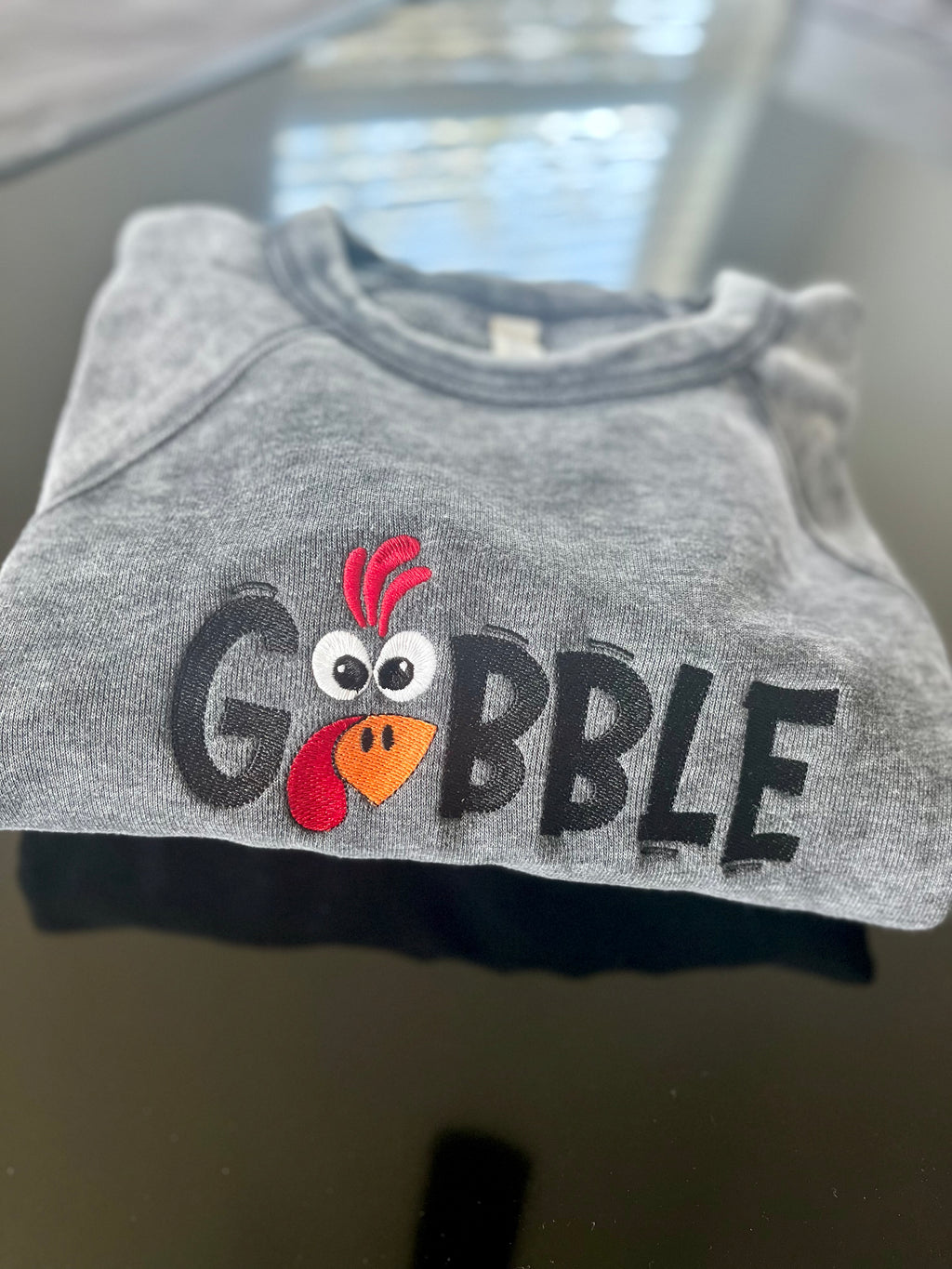 Gobble embroidered Thanksgiving/Fall crewneck- Bella + Canvas crewneck