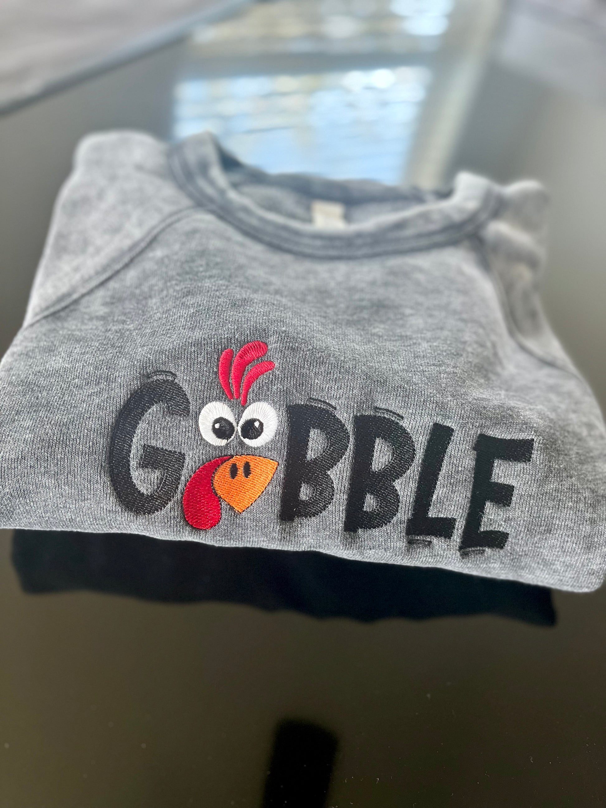 Gobble embroidered Thanksgiving/Fall crewneck- Bella + Canvas crewneck