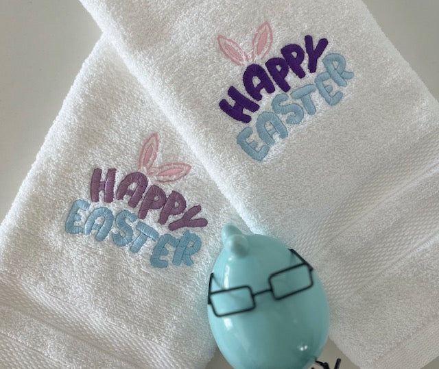 Happy Easter Embroidered hand towels   Size 16 x 30