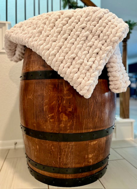 So soft Chunky Handknit Blanket made with Bernat yarn