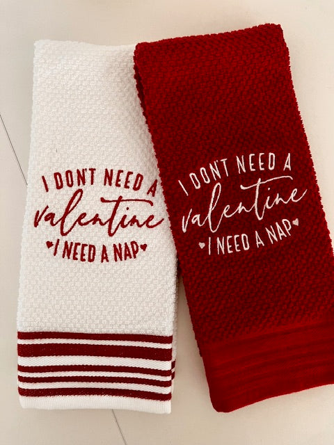 Valentines Day Embroidered Kitchen Towels- Set of 2