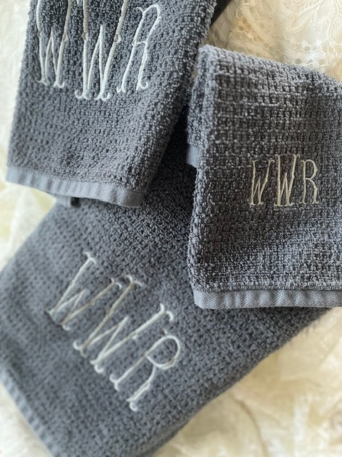 Embroidered Monogrammed towel sets- Perfect for a personalized gift, a wedding gift or any occasion