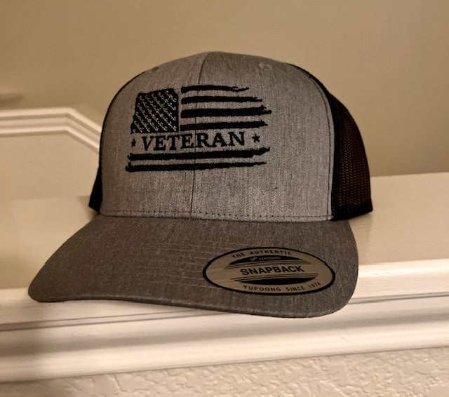 Veteran American Flag Embroidered Richardson 112 hat- 6 panel snapback Trucker style hat