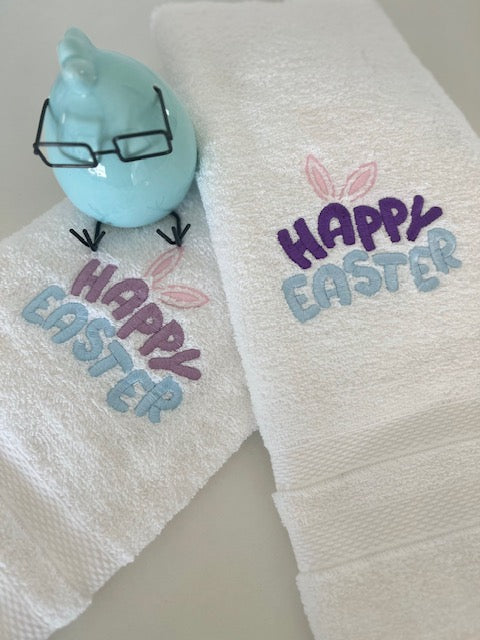 Happy Easter Embroidered hand towels   Size 16 x 30