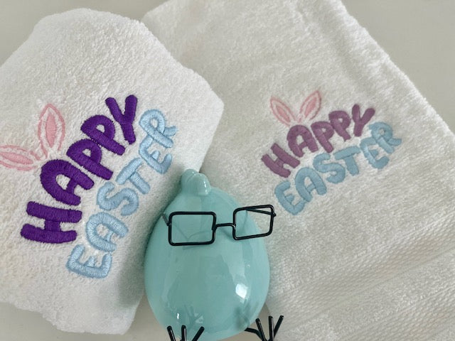 Happy Easter Embroidered hand towels   Size 16 x 30