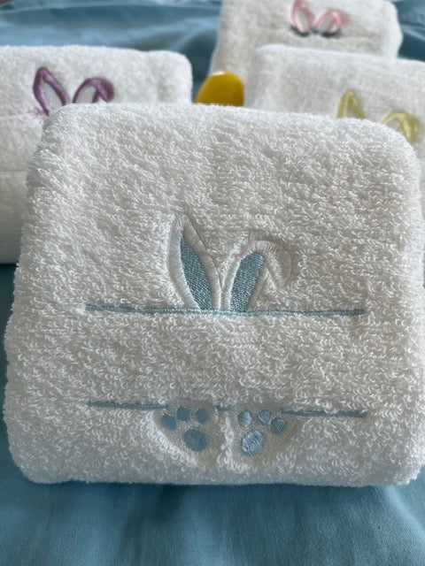 Easter Bunny Embroidered hand towels, size 16 x 30-Option to personalize