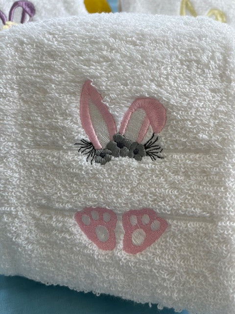 Easter Bunny Embroidered hand towels, size 16 x 30-Option to personalize