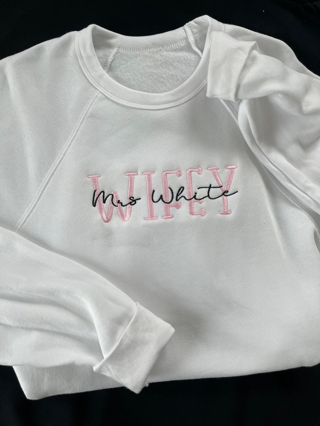 Personalized WIFEY Embroidered crewneck sweatshirt Bella + Canvas