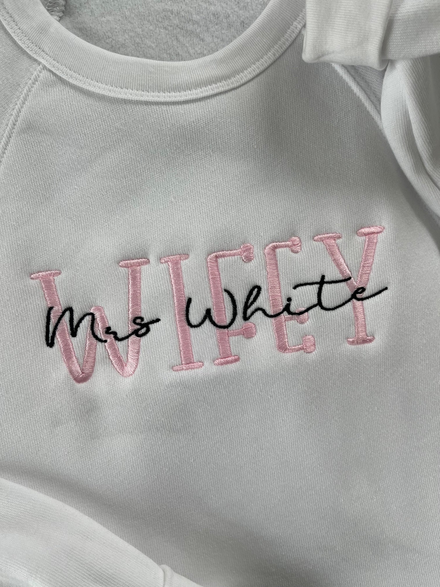 Personalized WIFEY Embroidered crewneck sweatshirt Bella + Canvas