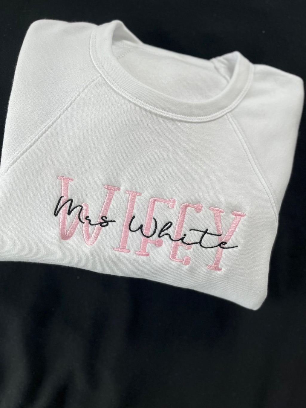 Personalized WIFEY Embroidered crewneck sweatshirt Bella + Canvas