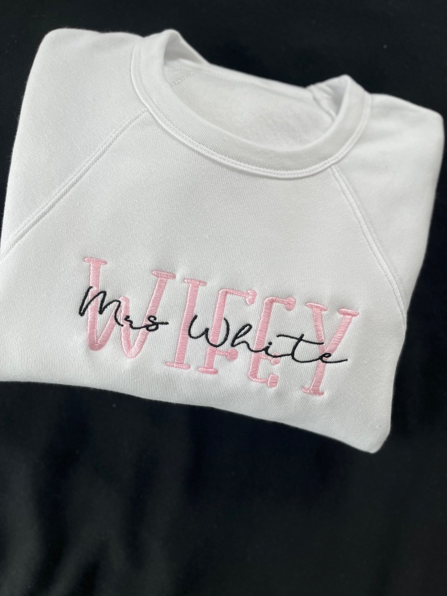 Personalized WIFEY Embroidered crewneck sweatshirt Bella + Canvas