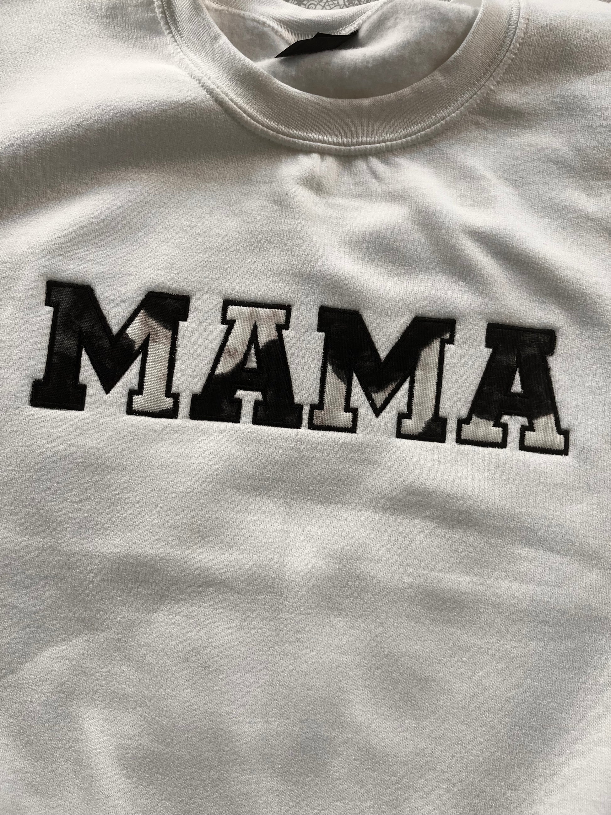MAMA Cow print applique crewneck  Bella + Canvas