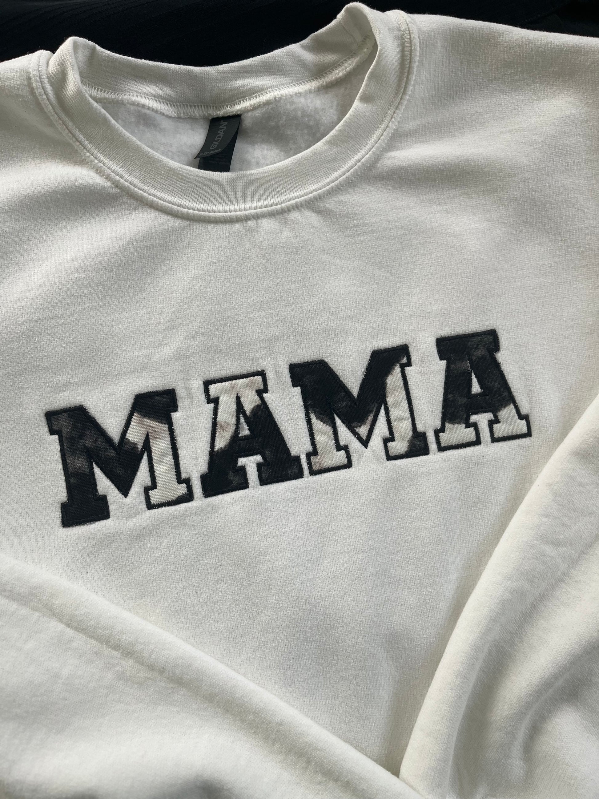 MAMA Cow print applique crewneck  Bella + Canvas