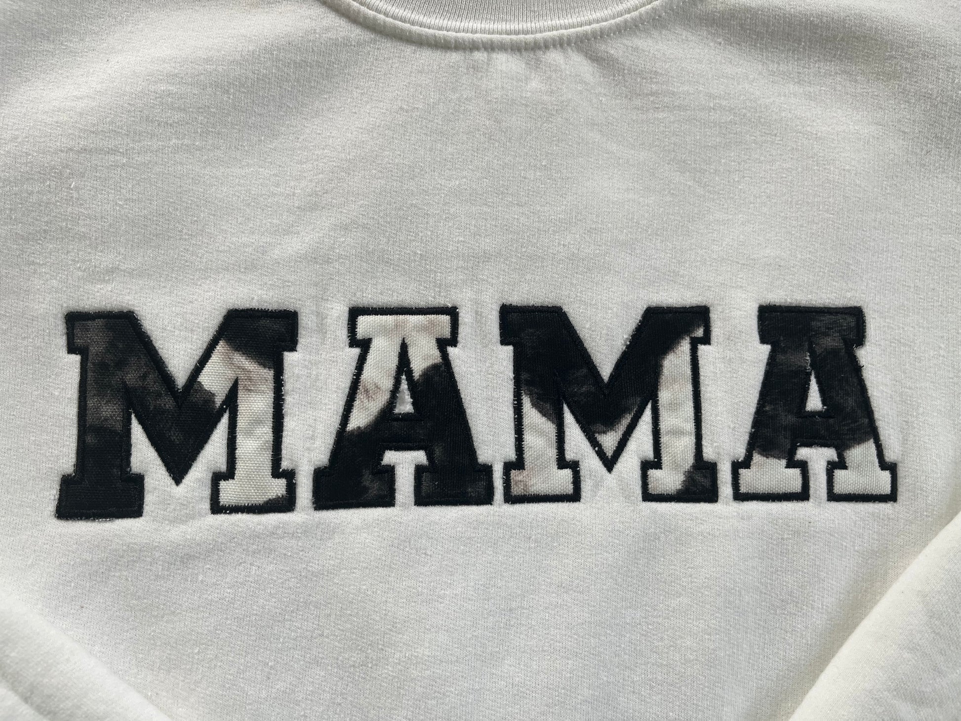 MAMA Cow print applique crewneck  Bella + Canvas