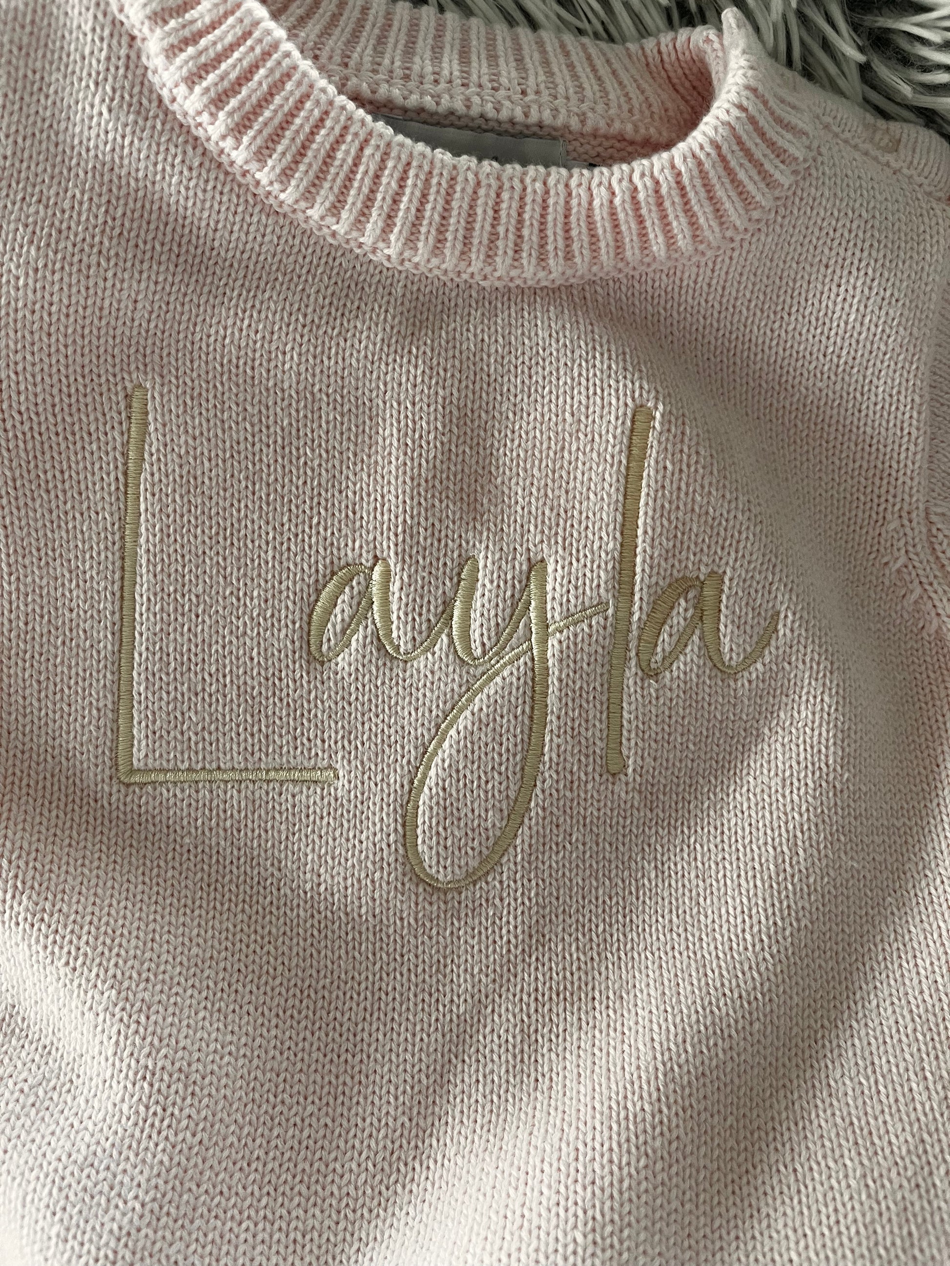 Personalized embroidered Long sleeve knit Ruffle Romper