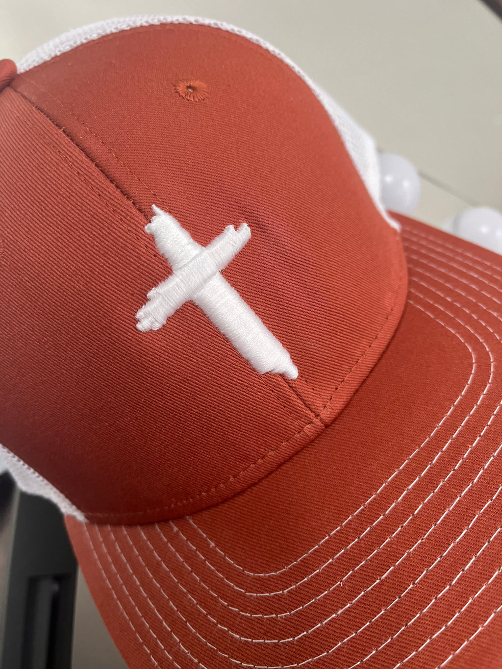 CROSS 3D Puff Hat    Texas Orange/White   The Game Brand 6 panel structured hat