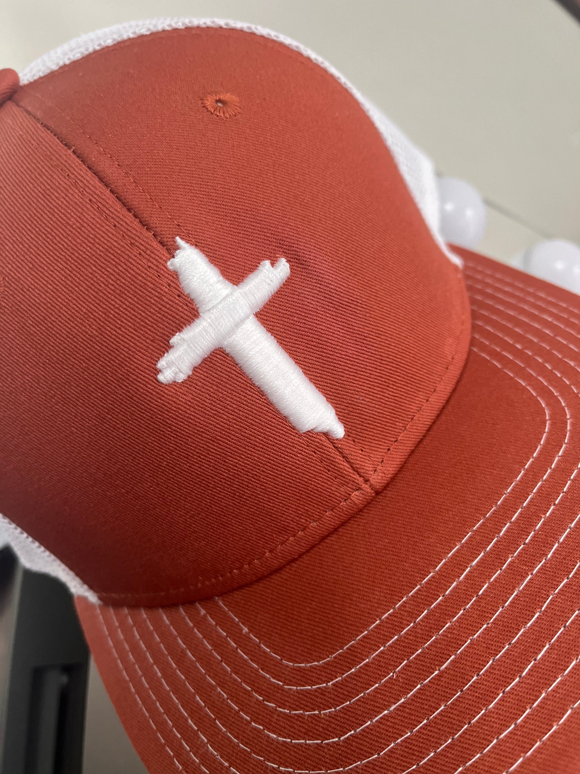 CROSS 3D Puff Hat    Texas Orange/White   The Game Brand 6 panel structured hat