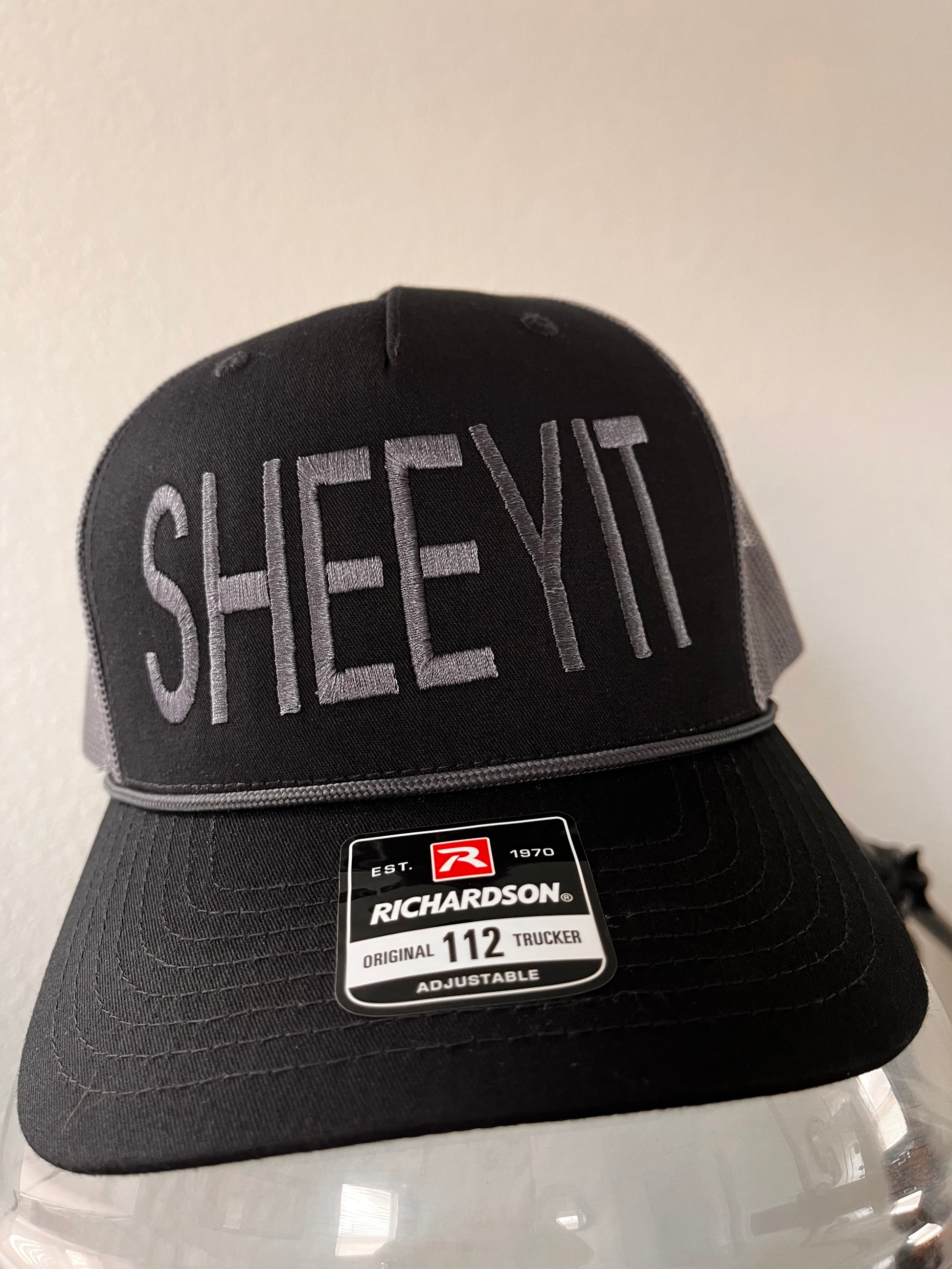 SHEEYIT hat- Richardson 112 Trucker with 5 panels- with Rope- In Gray/Black