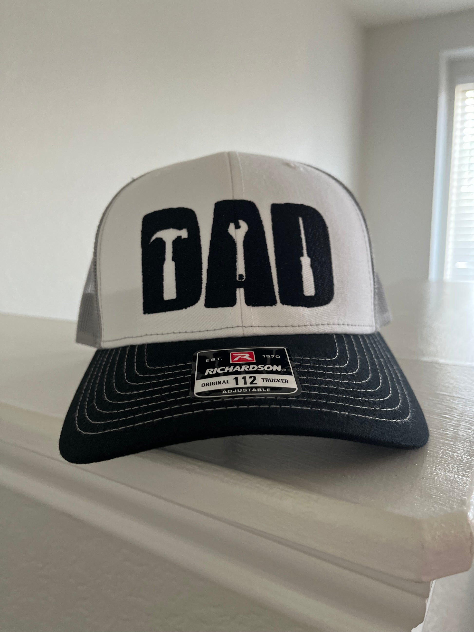 DAD embroidered Hat with tools design-Perfect Dad gift for Father's Day or any occasion-Richardson 112 Trucker hat