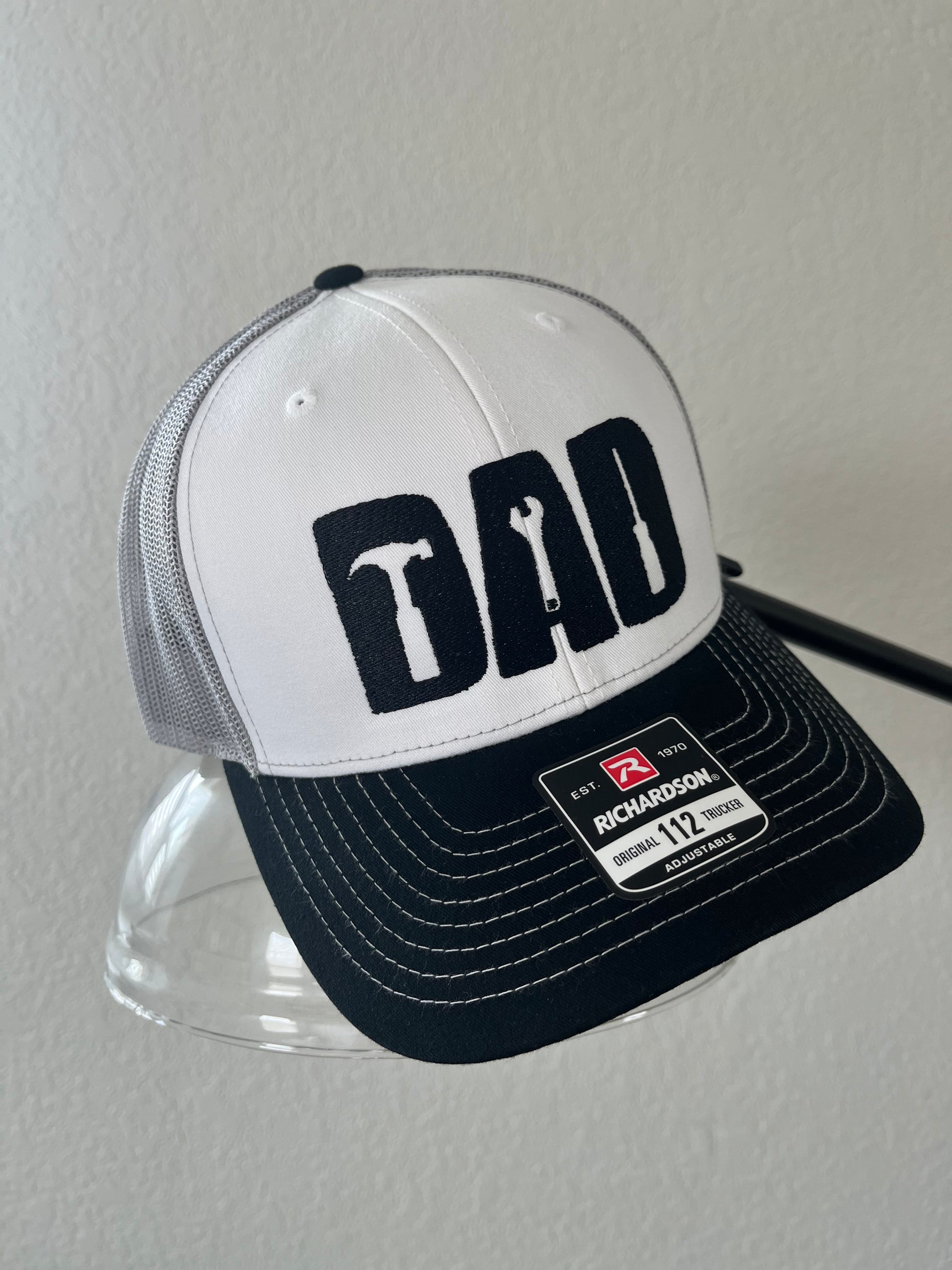 DAD embroidered Hat with tools design-Perfect Dad gift for Father's Day or any occasion-Richardson 112 Trucker hat
