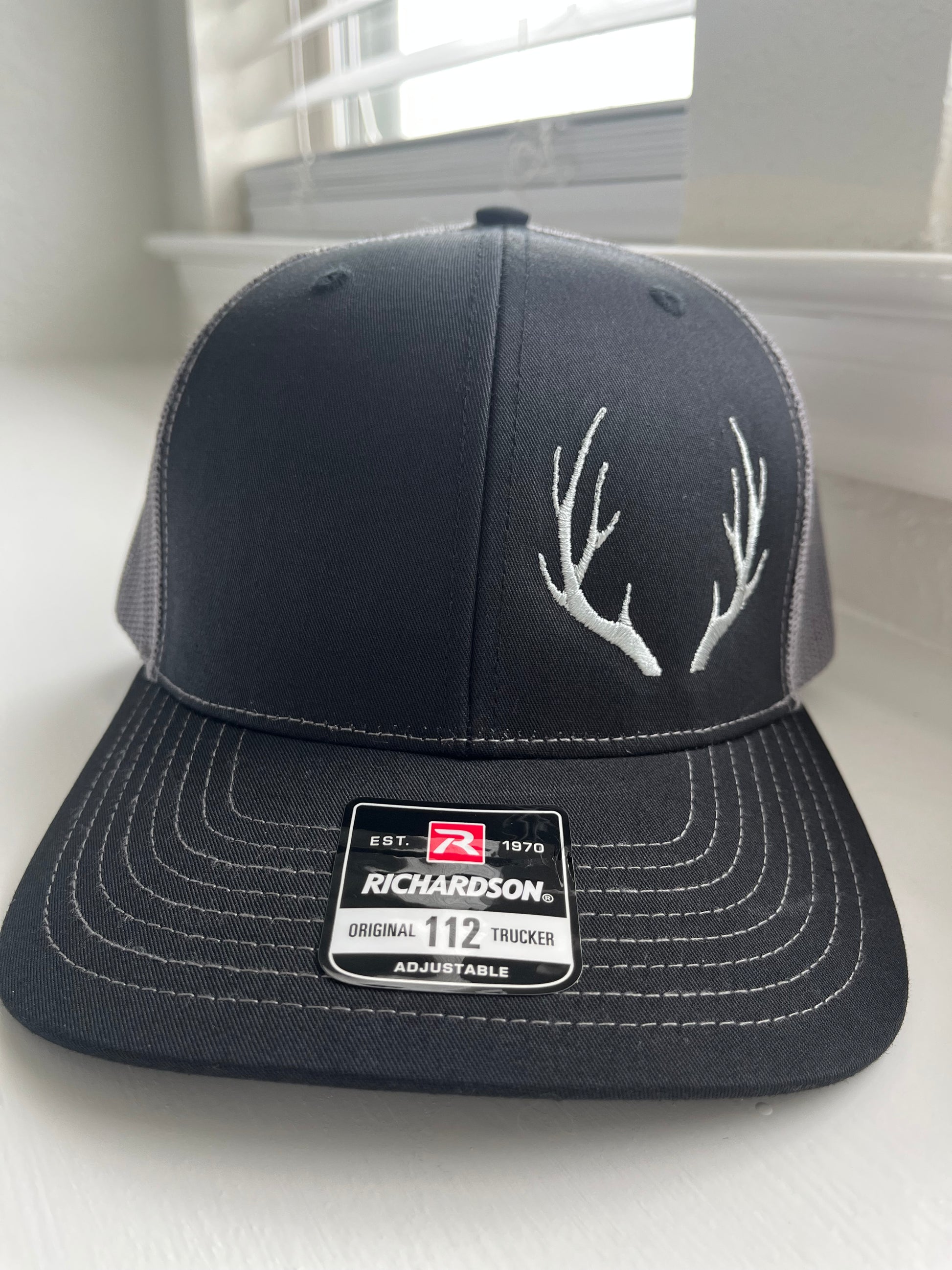 Deer Antler half hat- Richardson 112 Trucker- Perfect gift for Dad or Fathers Day or teen gift!