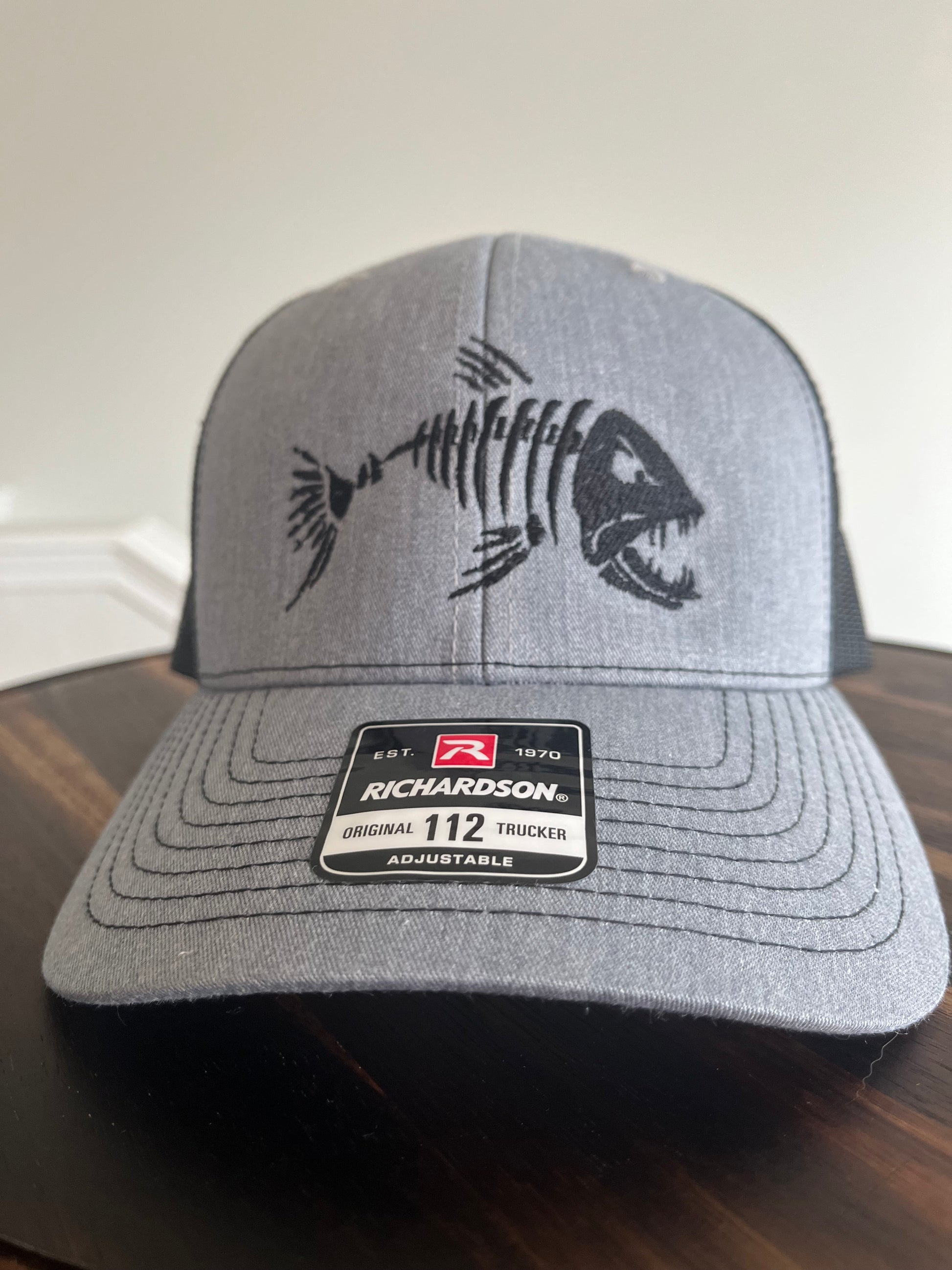 Fish skeleton Embroidered Richardson 112 Truckers hat 6 panel snap back structured hat-fishing hat