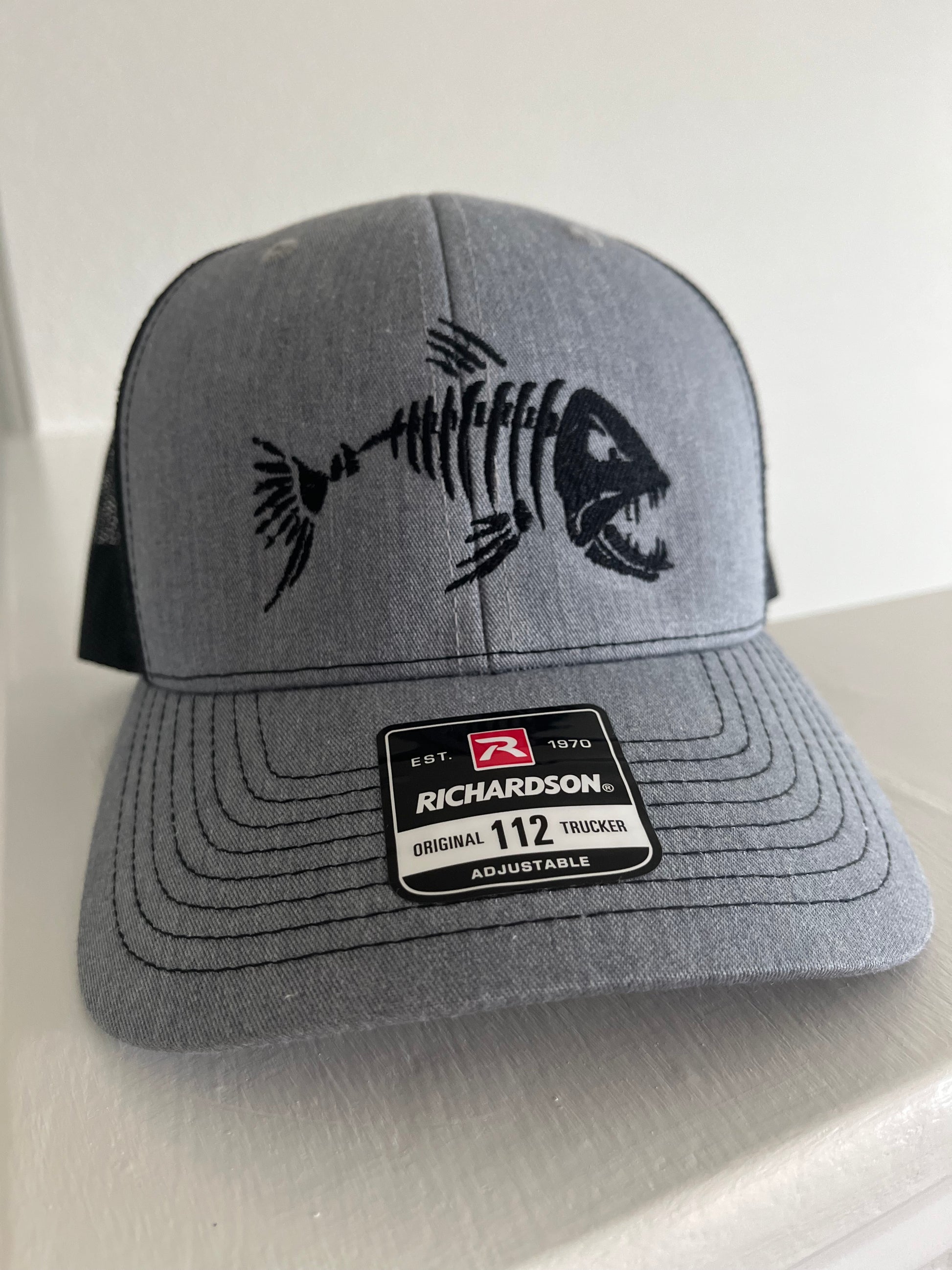 Fish skeleton Embroidered Richardson 112 Truckers hat 6 panel snap back structured hat-fishing hat
