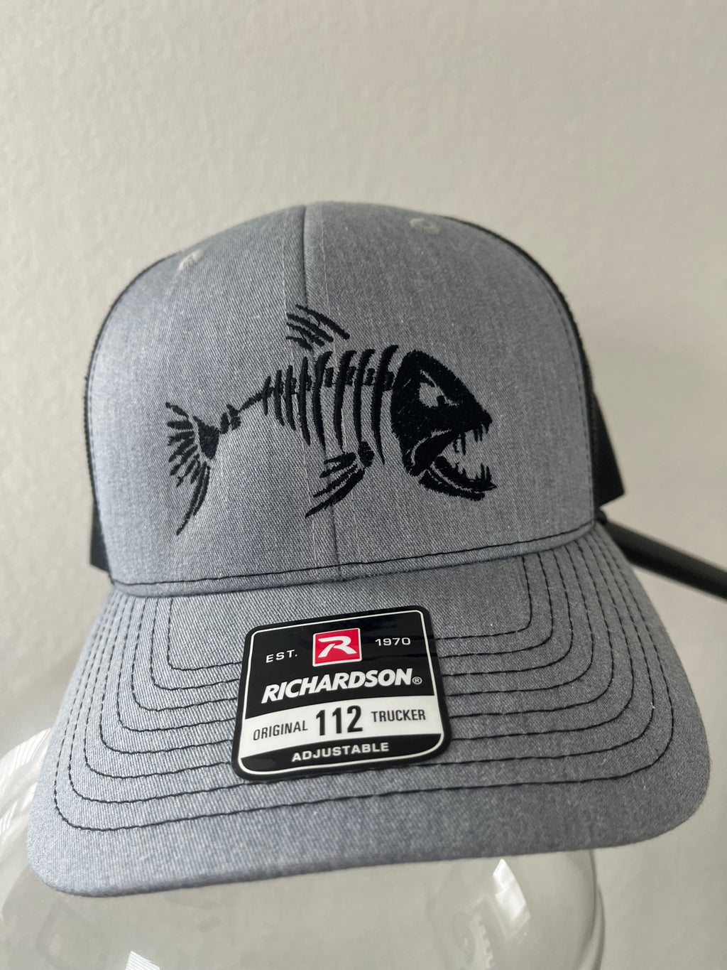 Fish skeleton Embroidered Richardson 112 Truckers hat 6 panel snap back structured hat-fishing hat