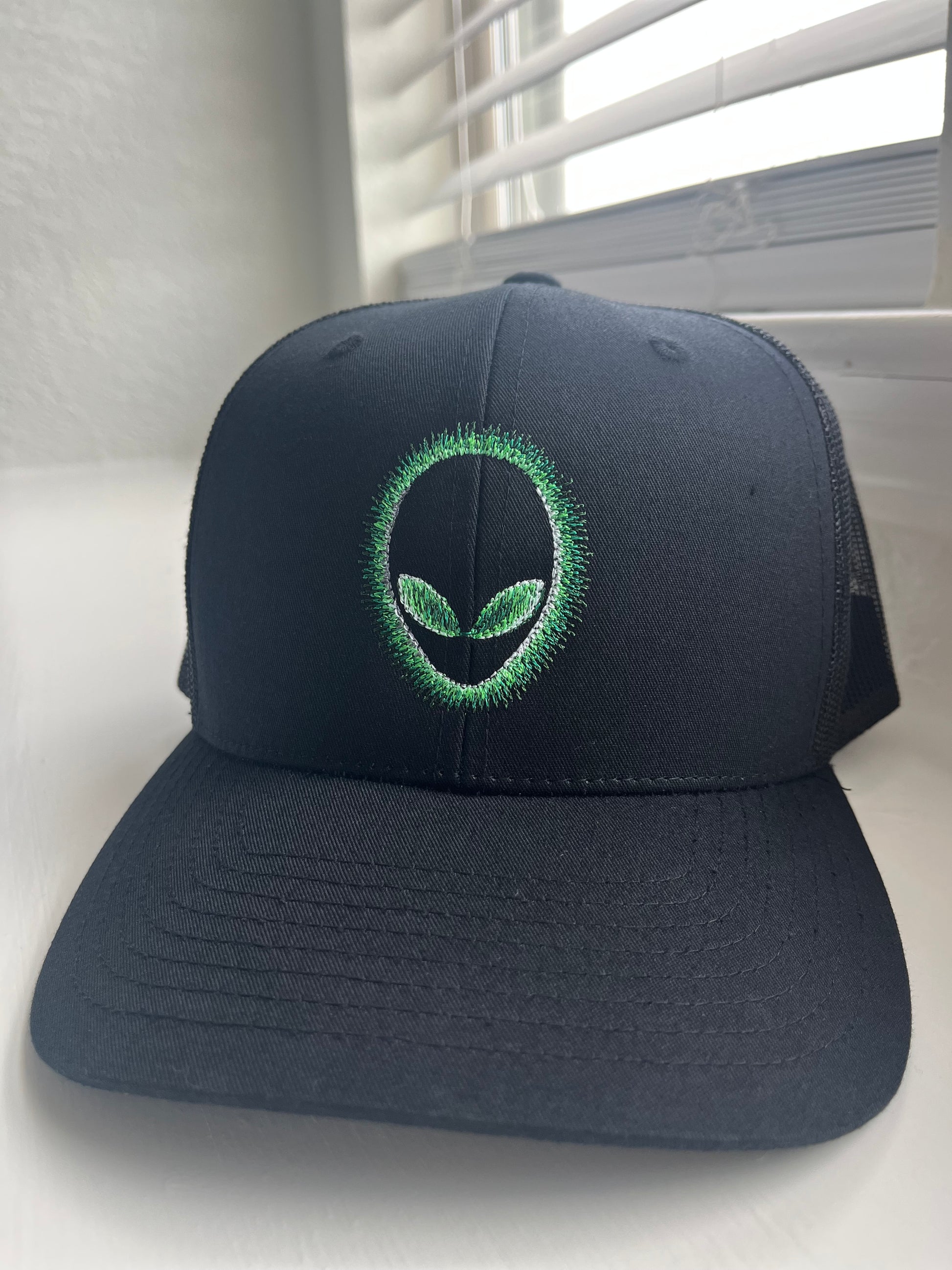 Alien embroidered Richardson 112 6 panel hat  Cool Alien Hat  Richardson 112  Glowing Alien Hat