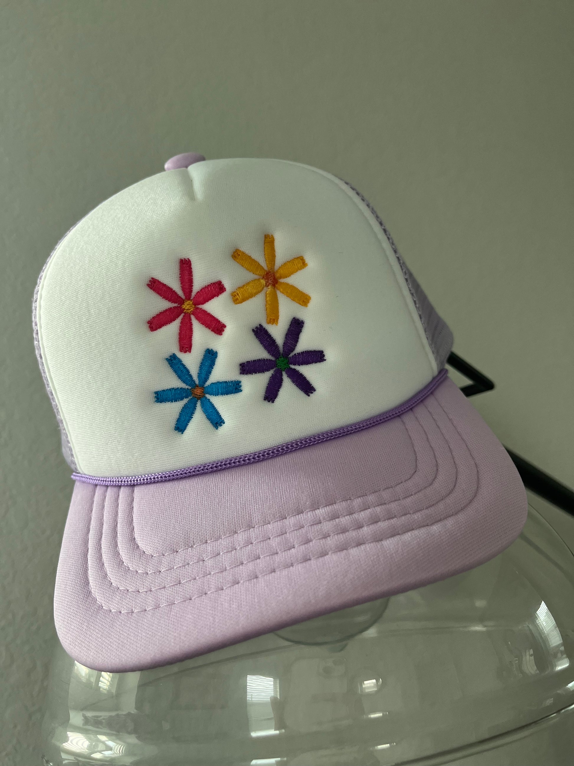 Baby/Toddler Flowers embroidered Trucker Rope Cap