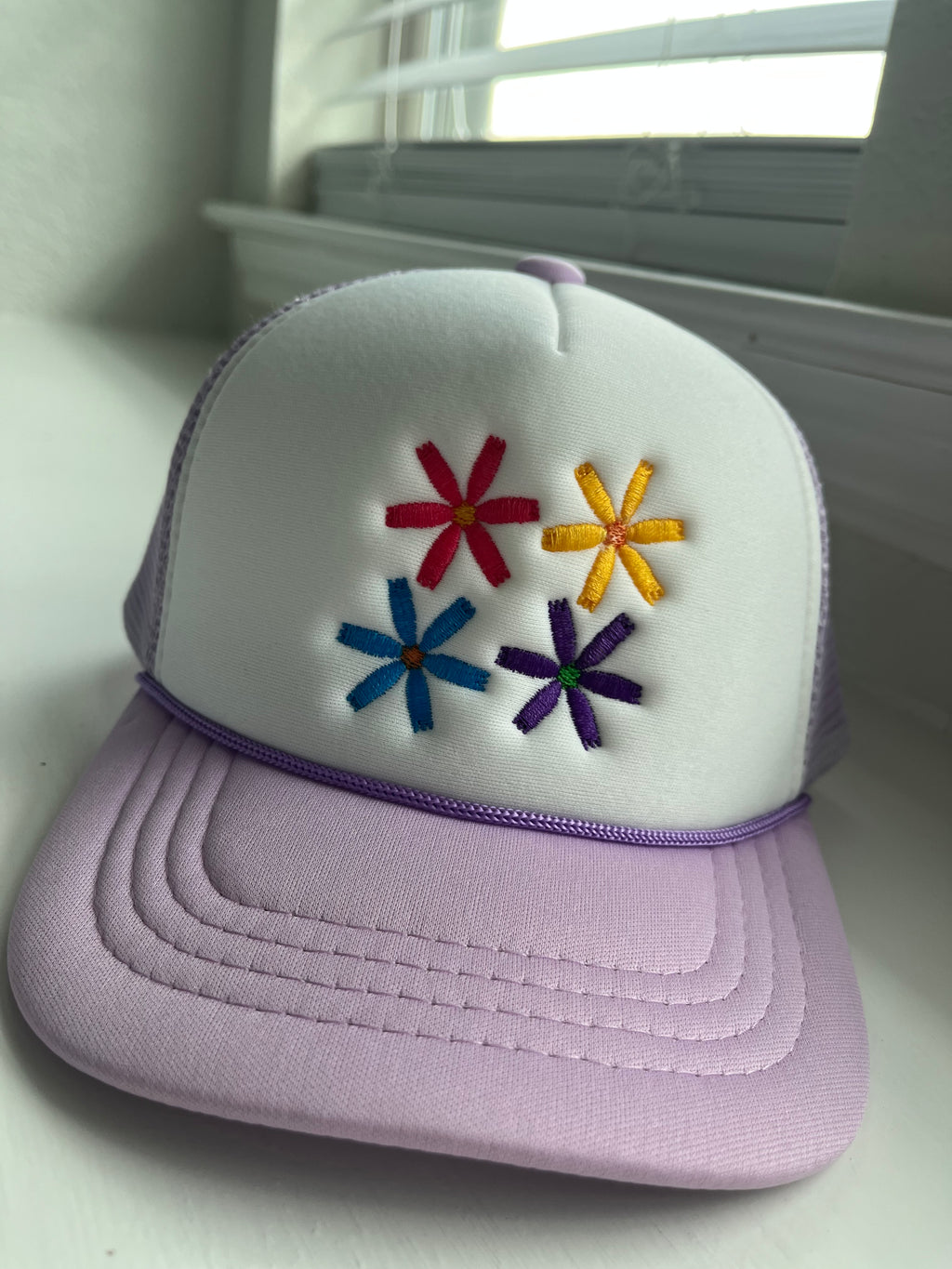 Baby/Toddler Flowers embroidered Trucker Rope Cap