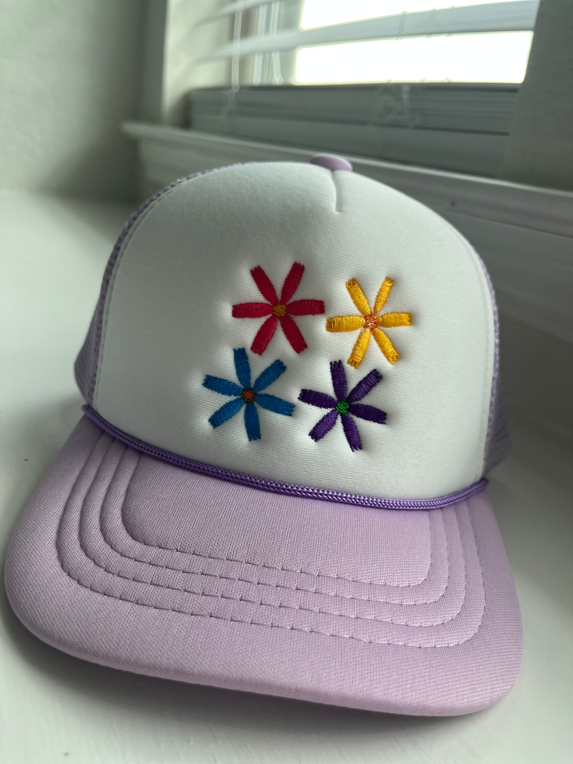 Baby/Toddler Flowers embroidered Trucker Rope Cap