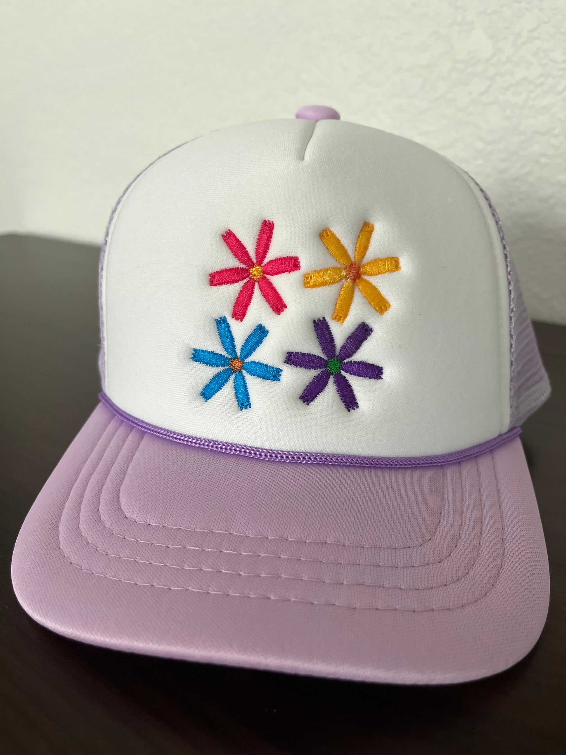 Baby/Toddler Flowers embroidered Trucker Rope Cap