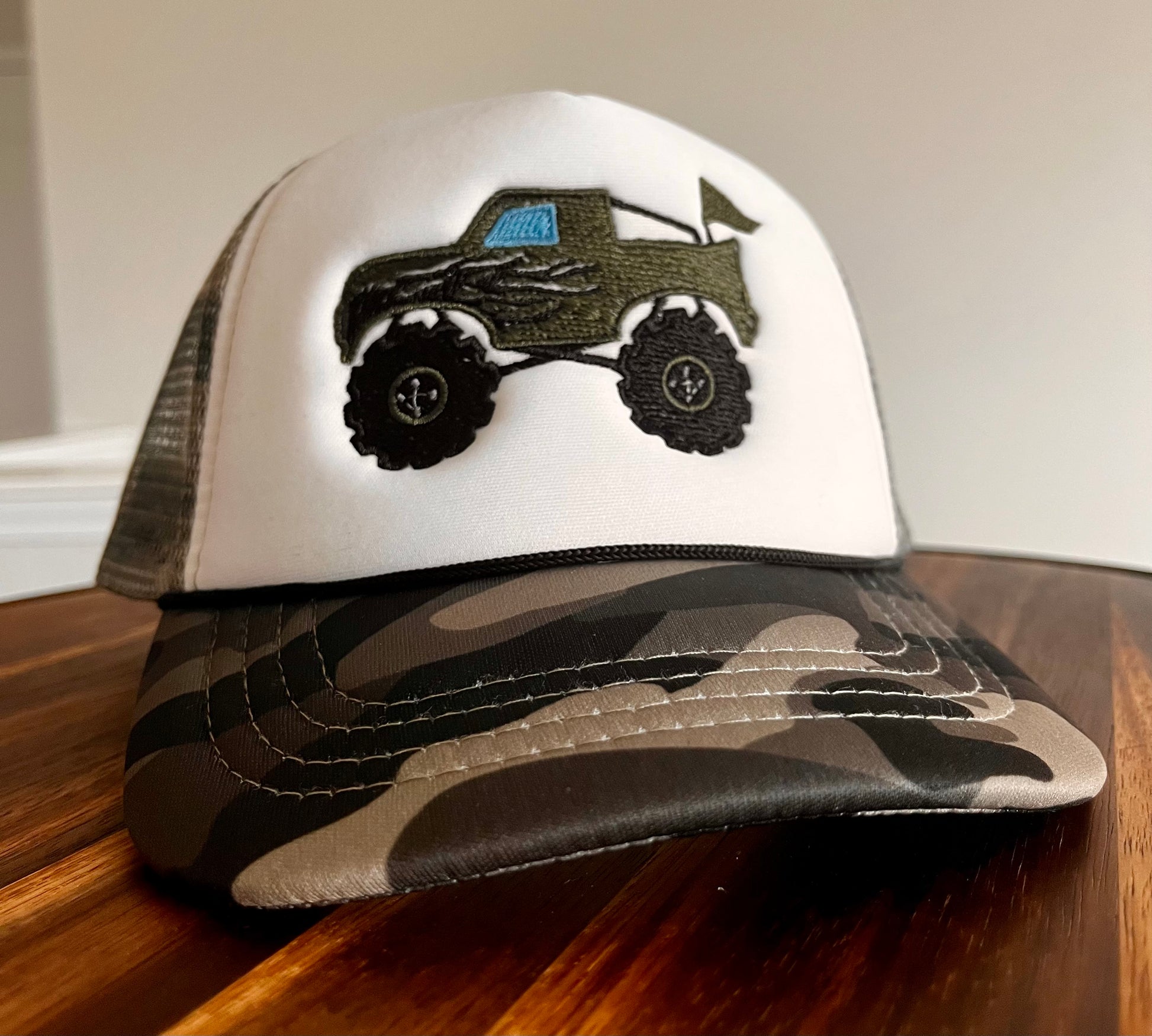 Baby/Toddler embroidered Monster Truck Trucker Rope hat-Fits ages 0-4