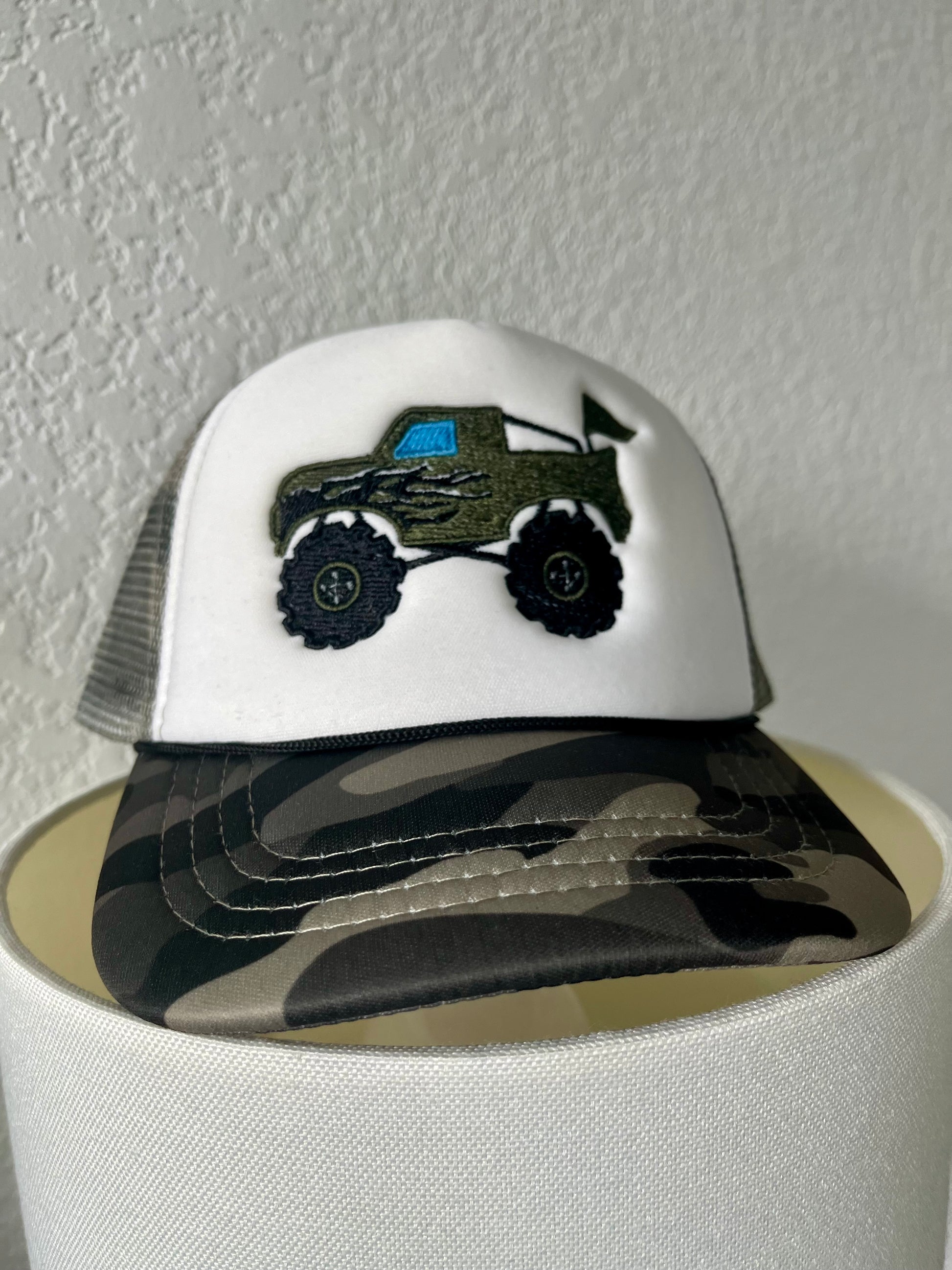 Baby/Toddler embroidered Monster Truck Trucker Rope hat-Fits ages 0-4