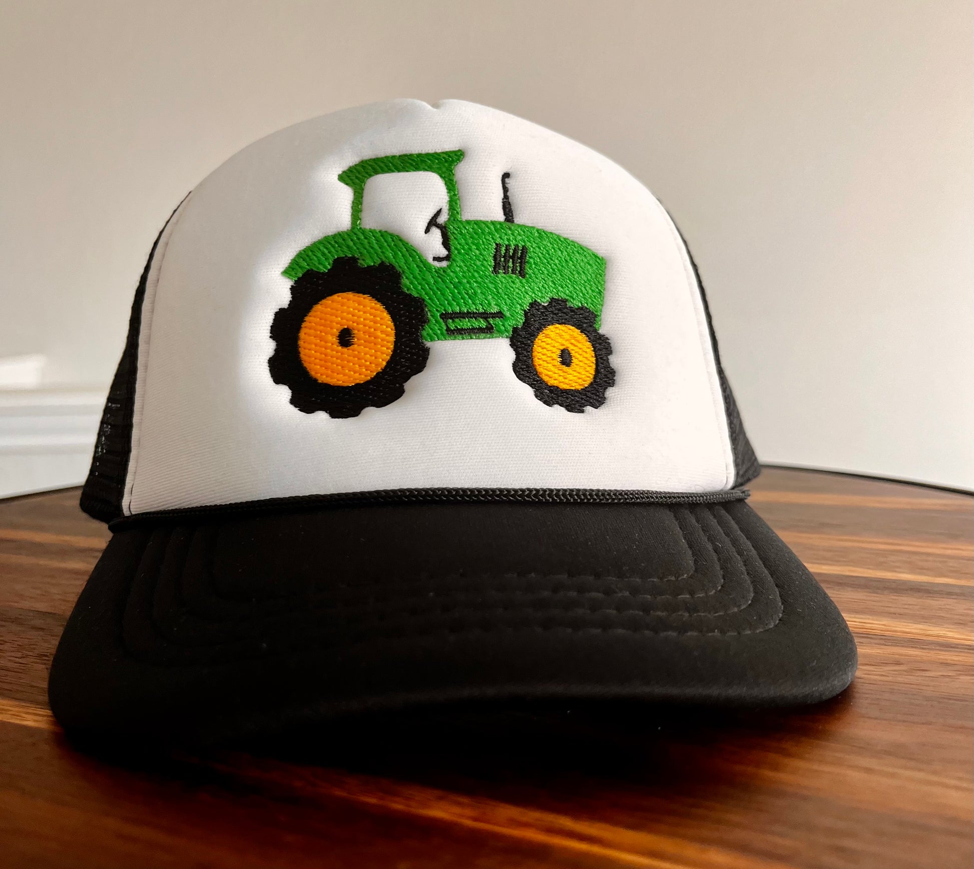 Baby & Toddler embroidered Tractor Trucker Hat – Rope Style-fits ages 0-4